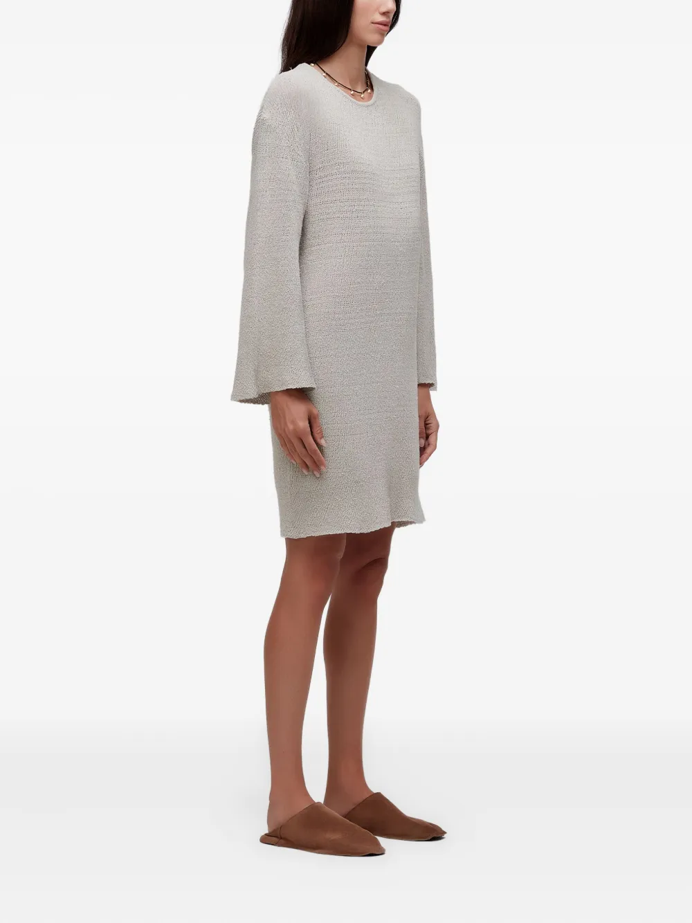 Osklen Bell-sleeve Knit Dress In Gray