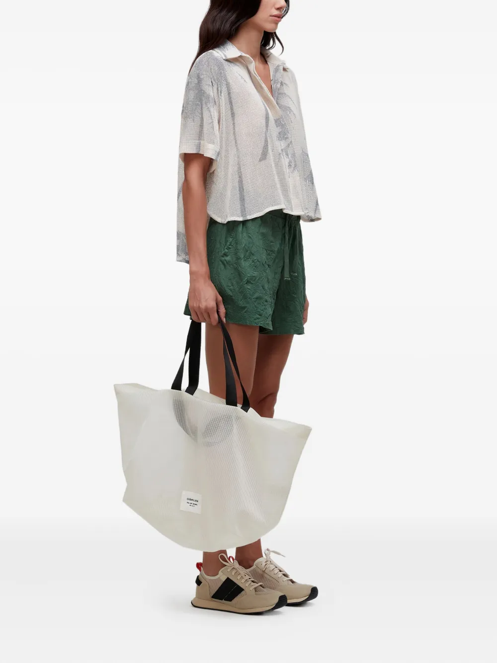 Osklen Mesh blouse met palmboomprint - Beige