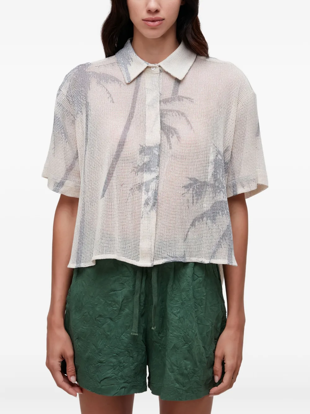 Osklen palm-tree mesh shirt | Neutrals | Image 1