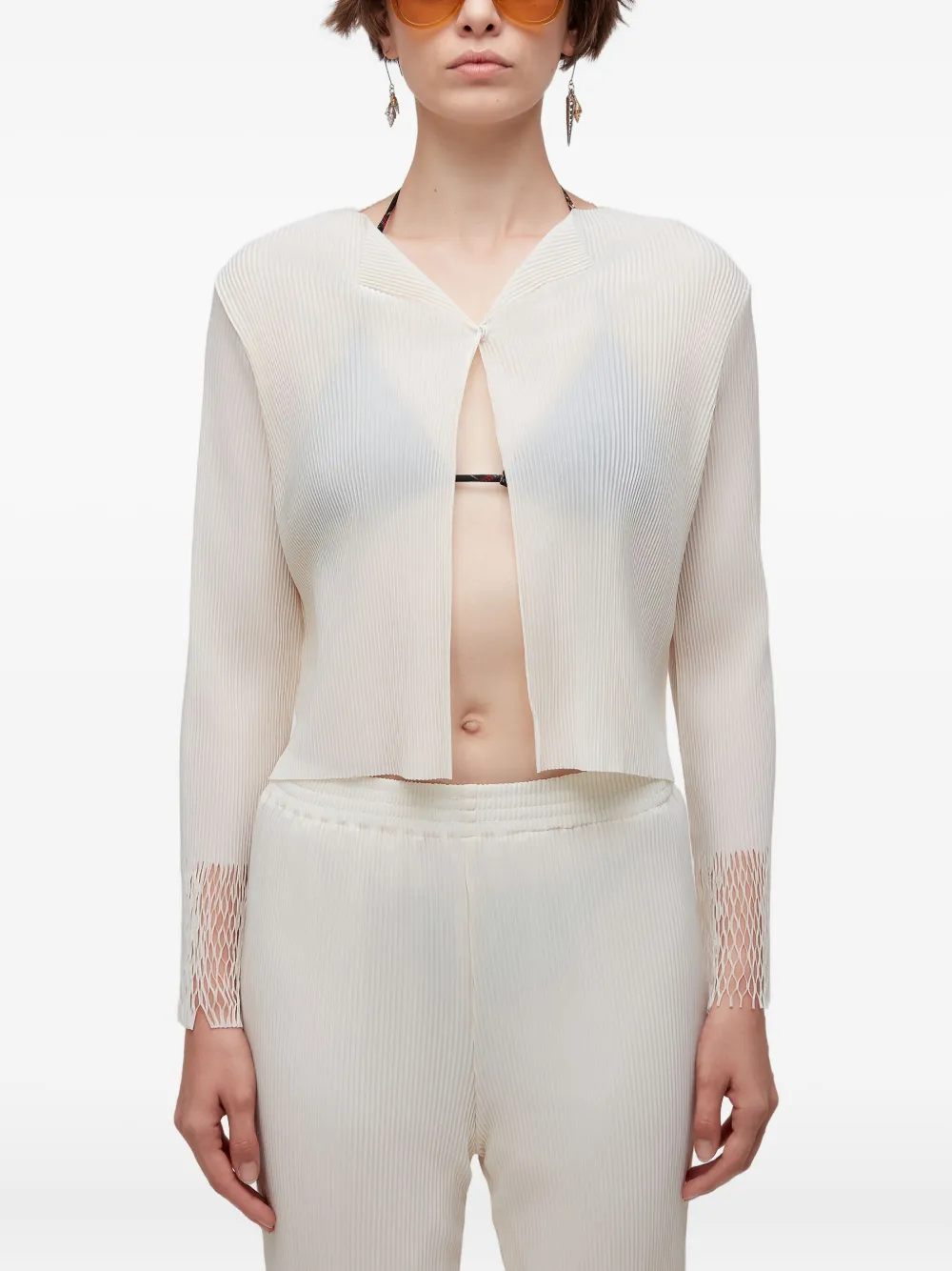 Osklen plisse open-front blouse | White | Image 1