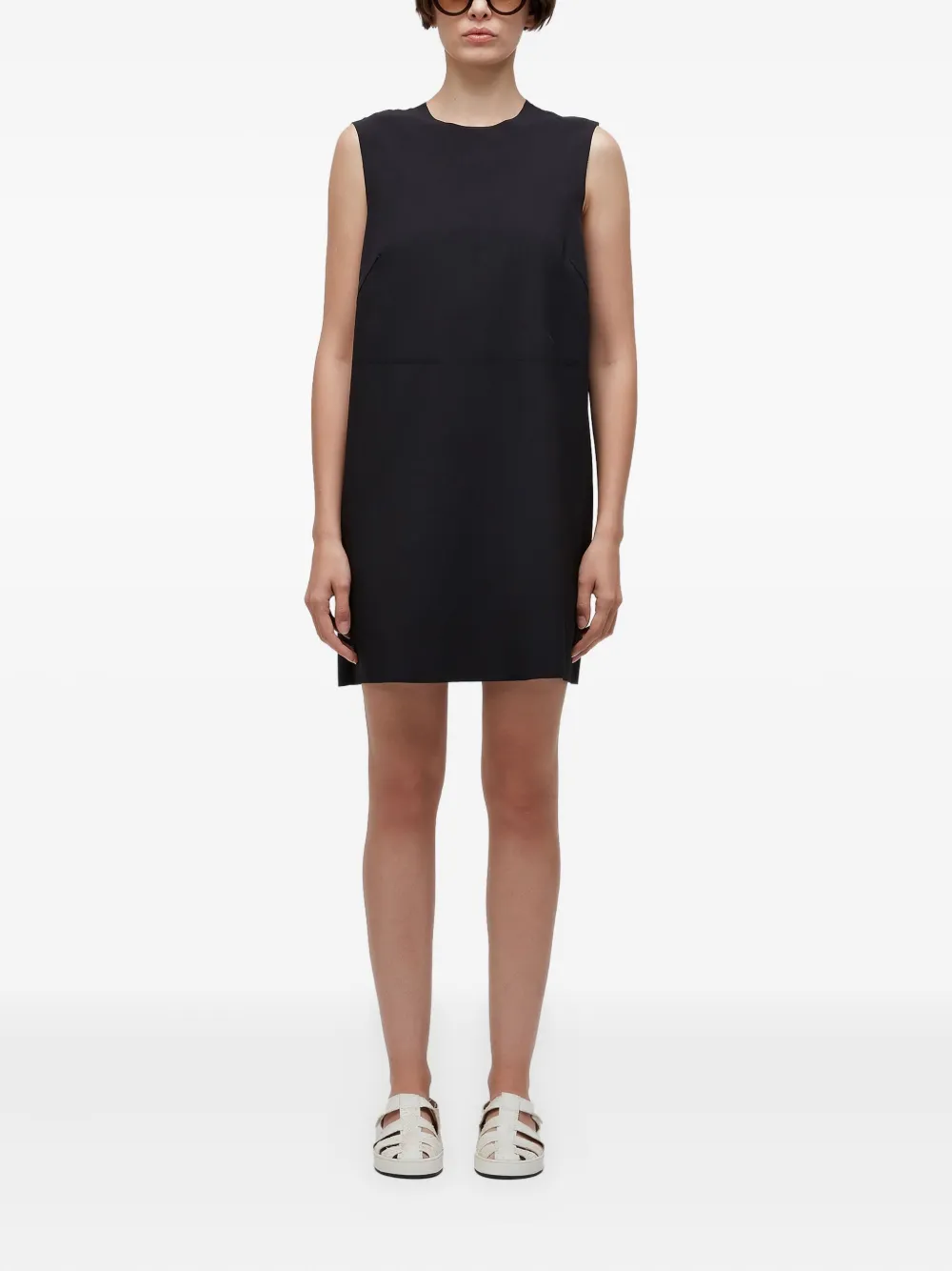 Osklen Bicolor Sleeveless Shift Mini Dress In Black