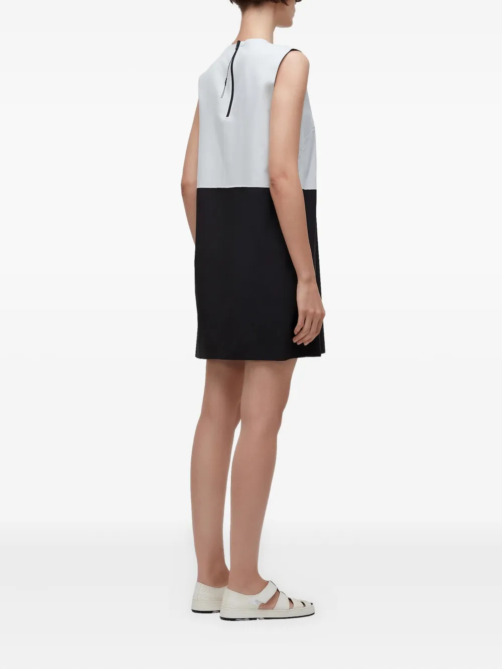 Osklen Bicolor Sleeveless Shift Mini Dress In Black