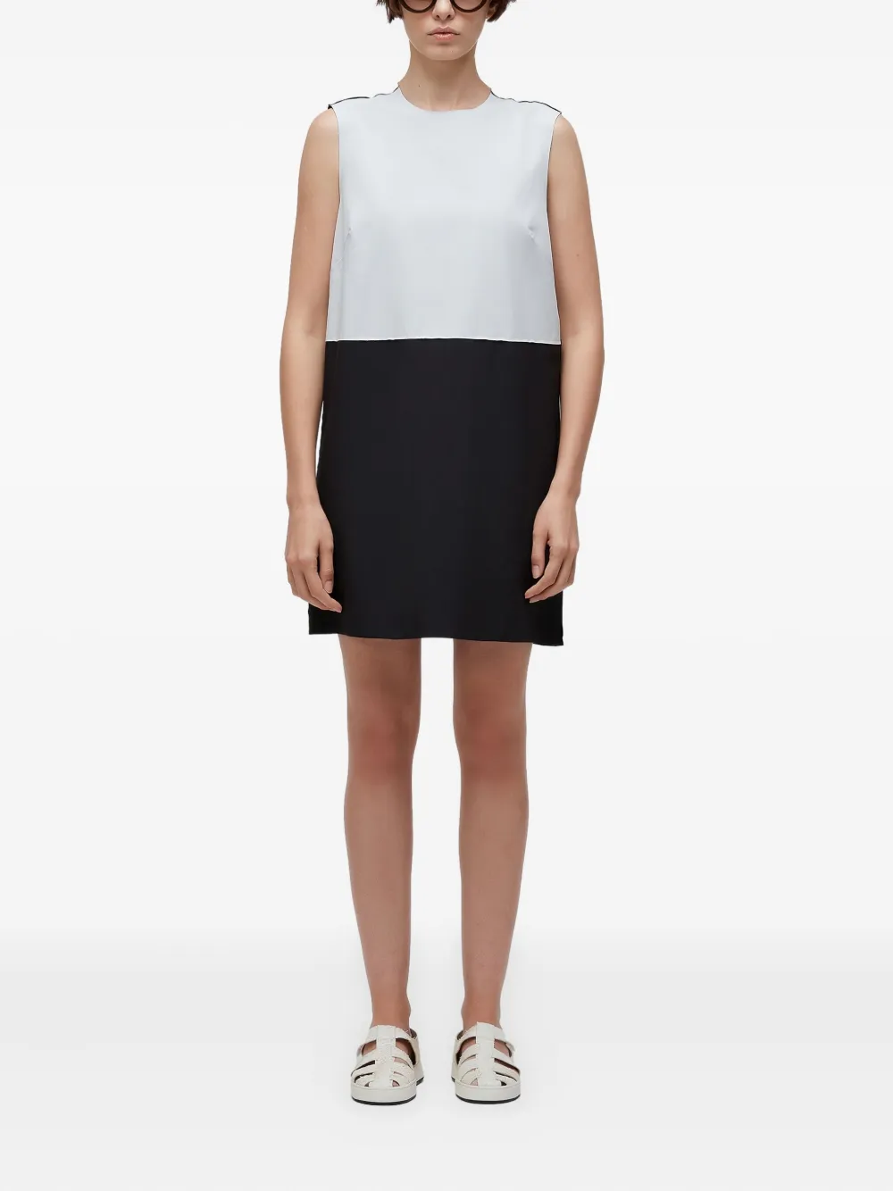 Osklen Tweekleurige mouwloze shiftjurk - Zwart