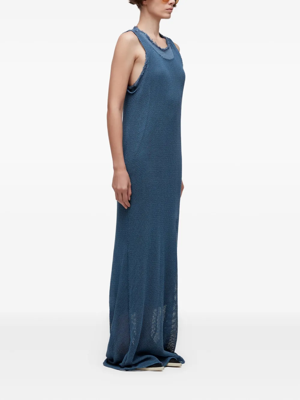  Osklen Regata Frayed Net-pattern Maxi Dress - Blue 