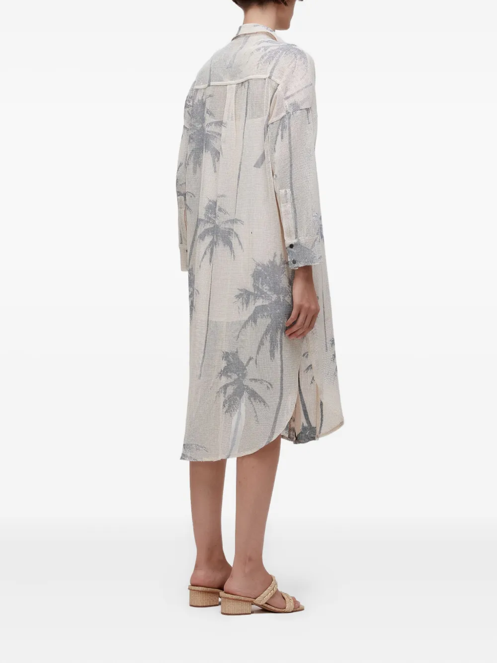 Osklen Coqueiro midi-jurk met palmboomprint - Wit
