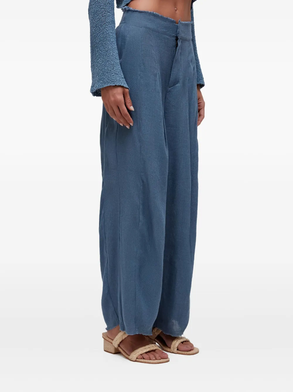 Osklen Plooibroek met franje Blauw