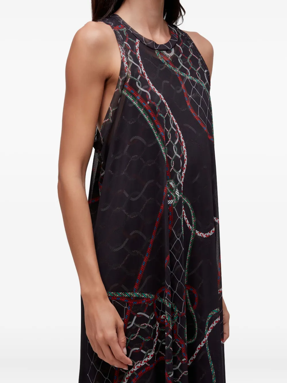 Osklen robe longue imprimée à design sans manches | noir | Image 1
