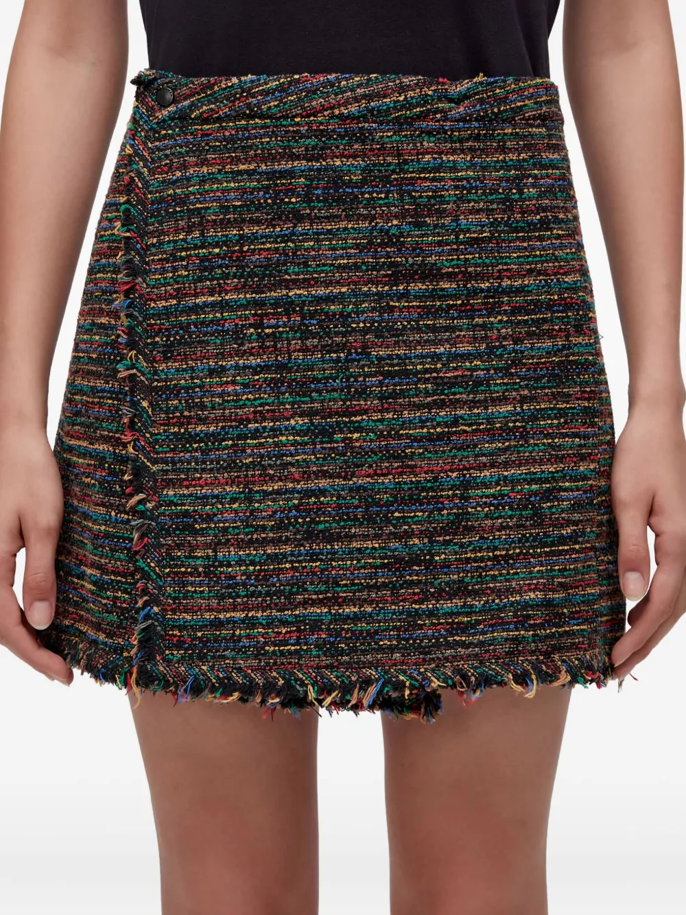 Osklen Tweed mini-rok met franje Zwart