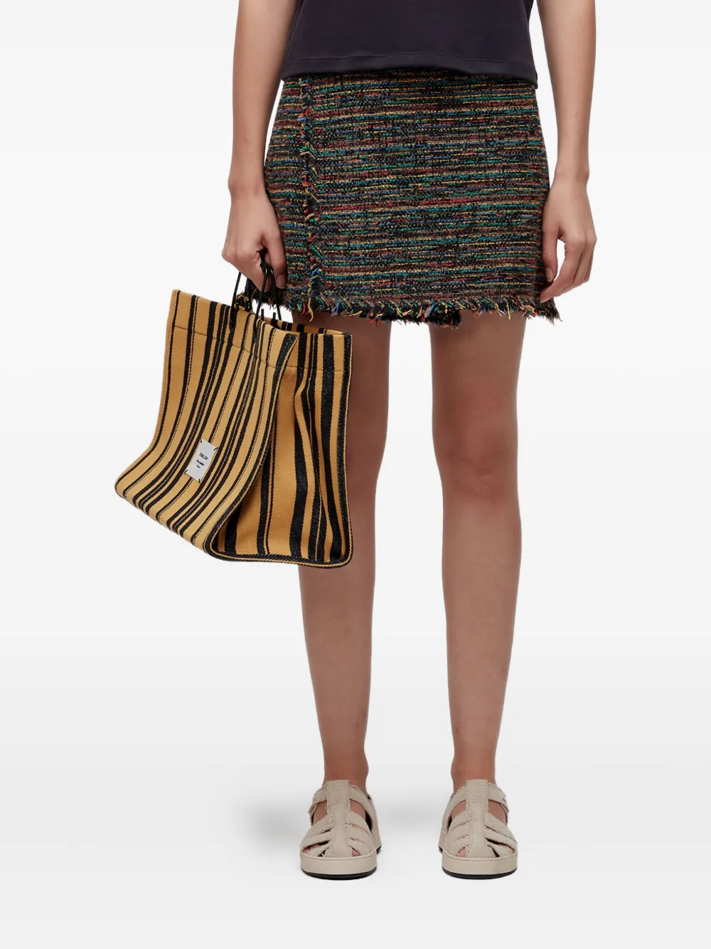 Osklen tweed frayed-hem mini skirt | Black | Image 1