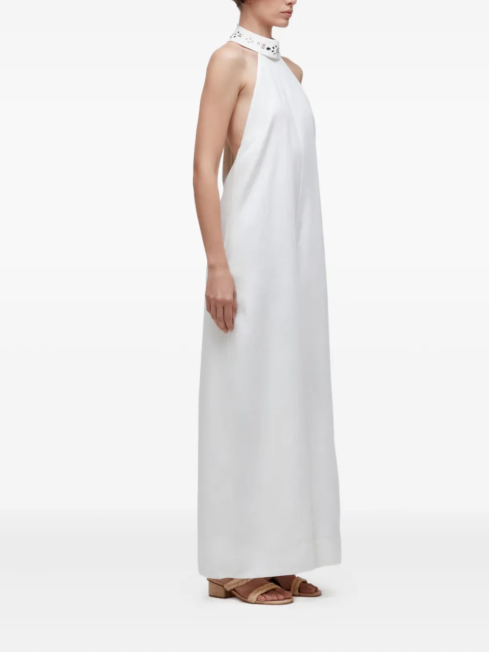 Osklen Crystal-embellished Halter Jumpsuit In White