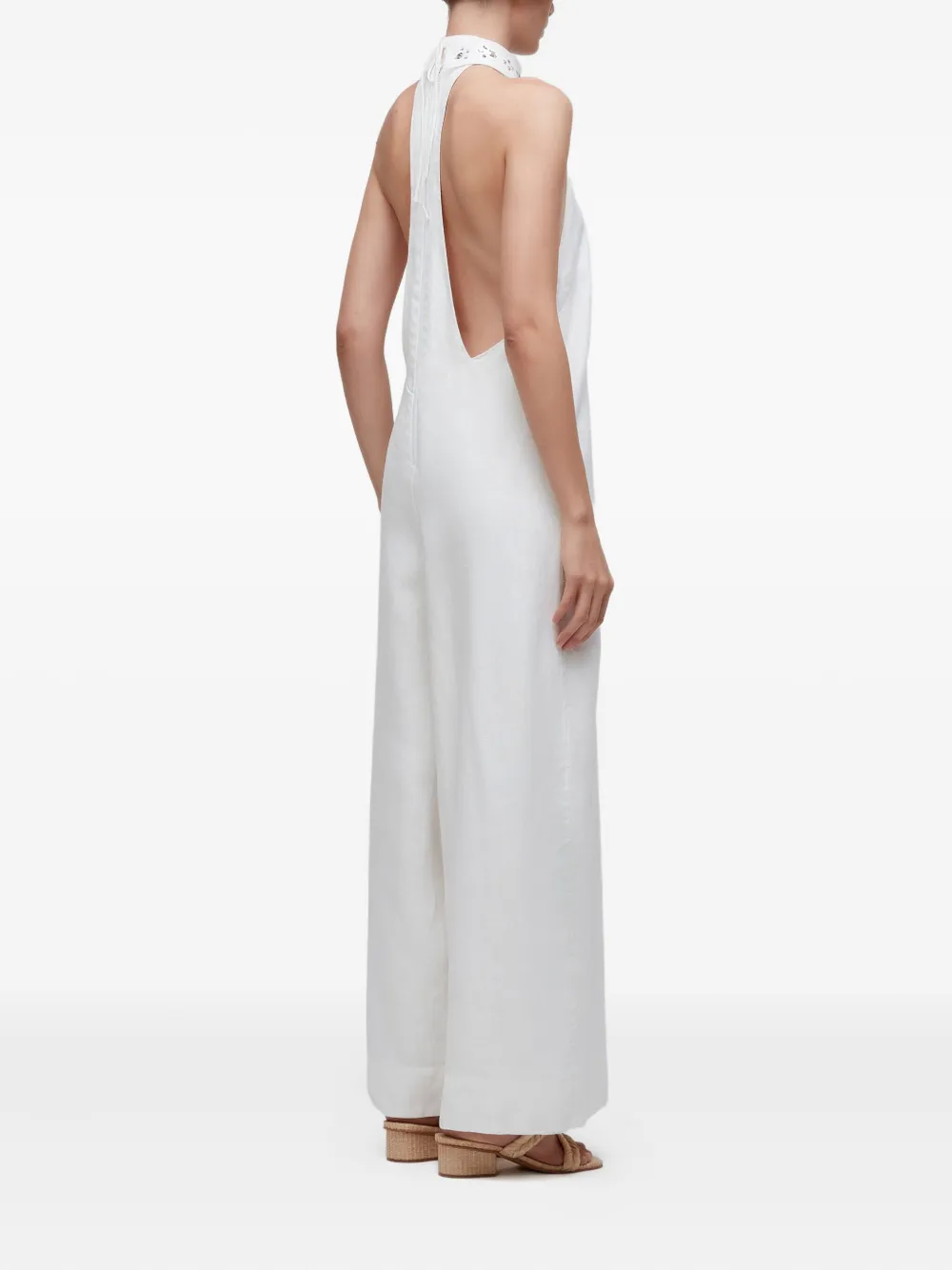 Osklen Crystal-embellished Halter Jumpsuit In White