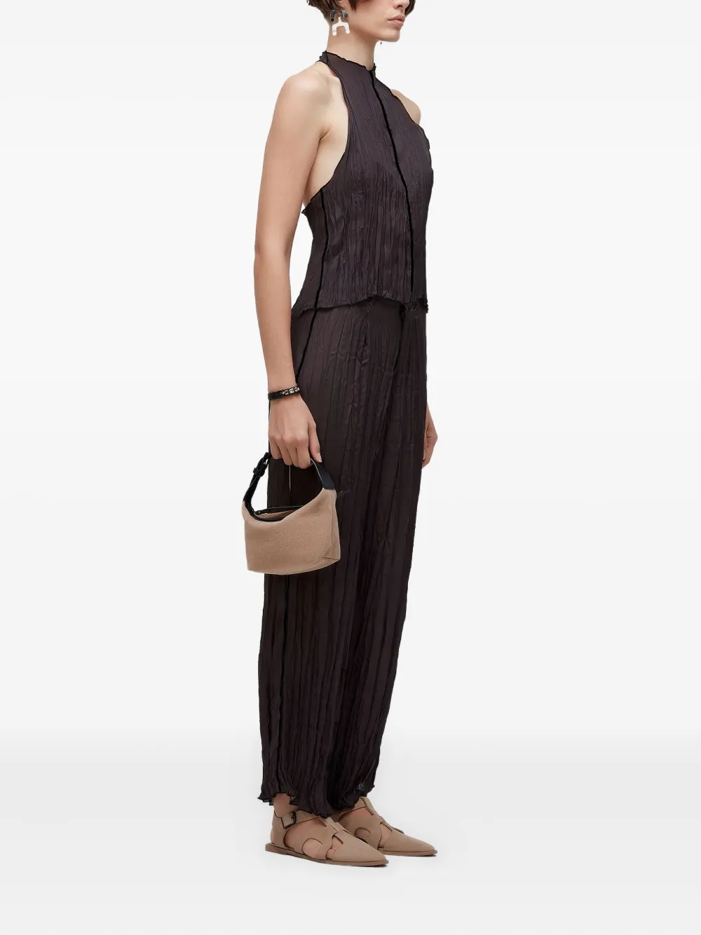 Osklen Raglan geplooide satijnen top - Zwart