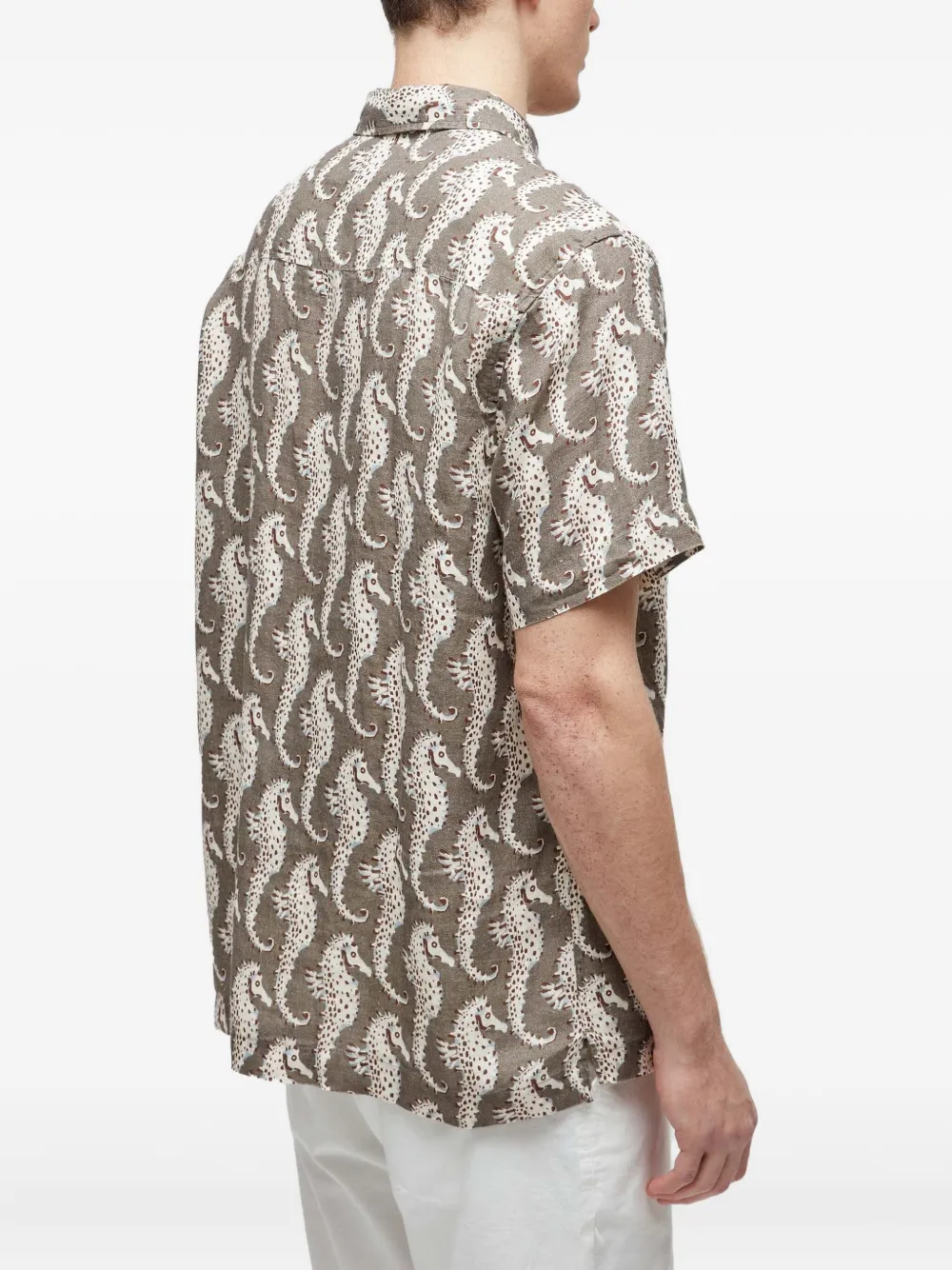 Osklen Linnen overhemd met zeepaard Beige