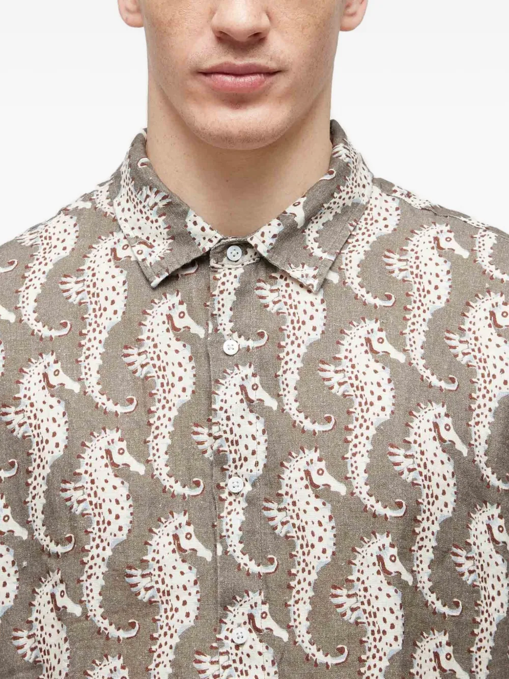 Osklen Linnen overhemd met zeepaard Beige