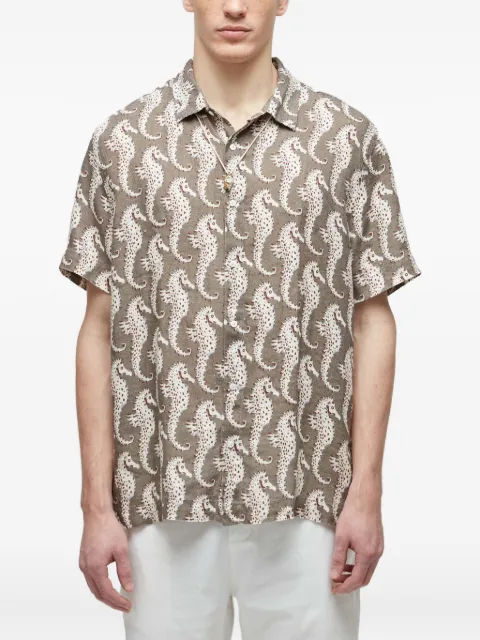Osklen seahorse-print linen shirt