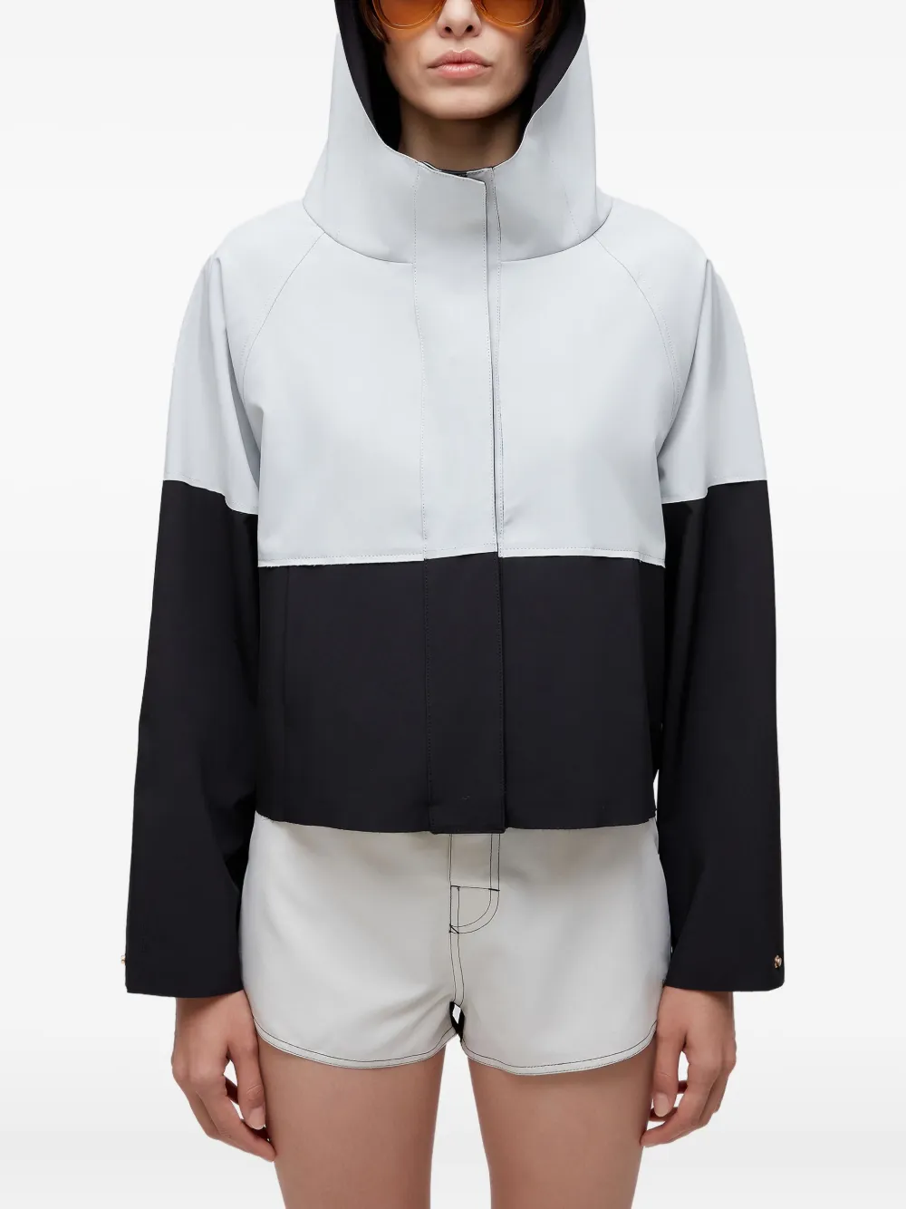 Osklen Hooded Double-tone Cropped Jacket In Multi