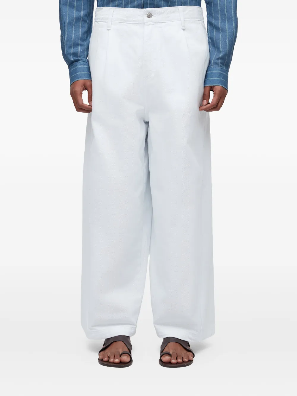 Osklen Button-fastening Wide-leg Trousers In White