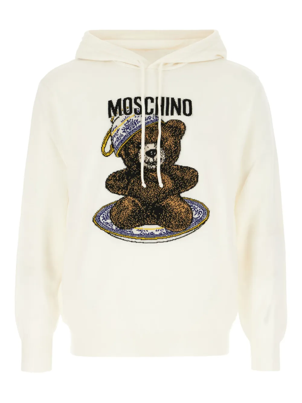Moschino teddy-print hooded sweater Beige
