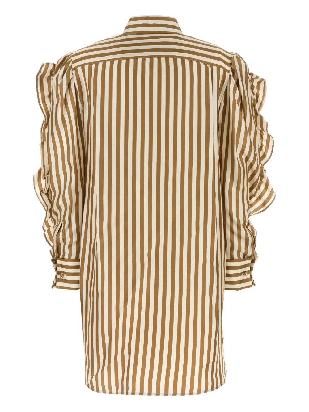Max Mara Manna gestreepte blousejurk met ruches Geel