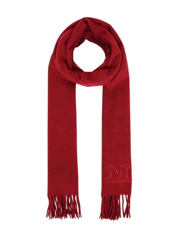 【送料&関税込】Max Mara Logo Scarf Max Mara Dalia Fringe Monogram Cashmere Scarf | Neiman Marcus