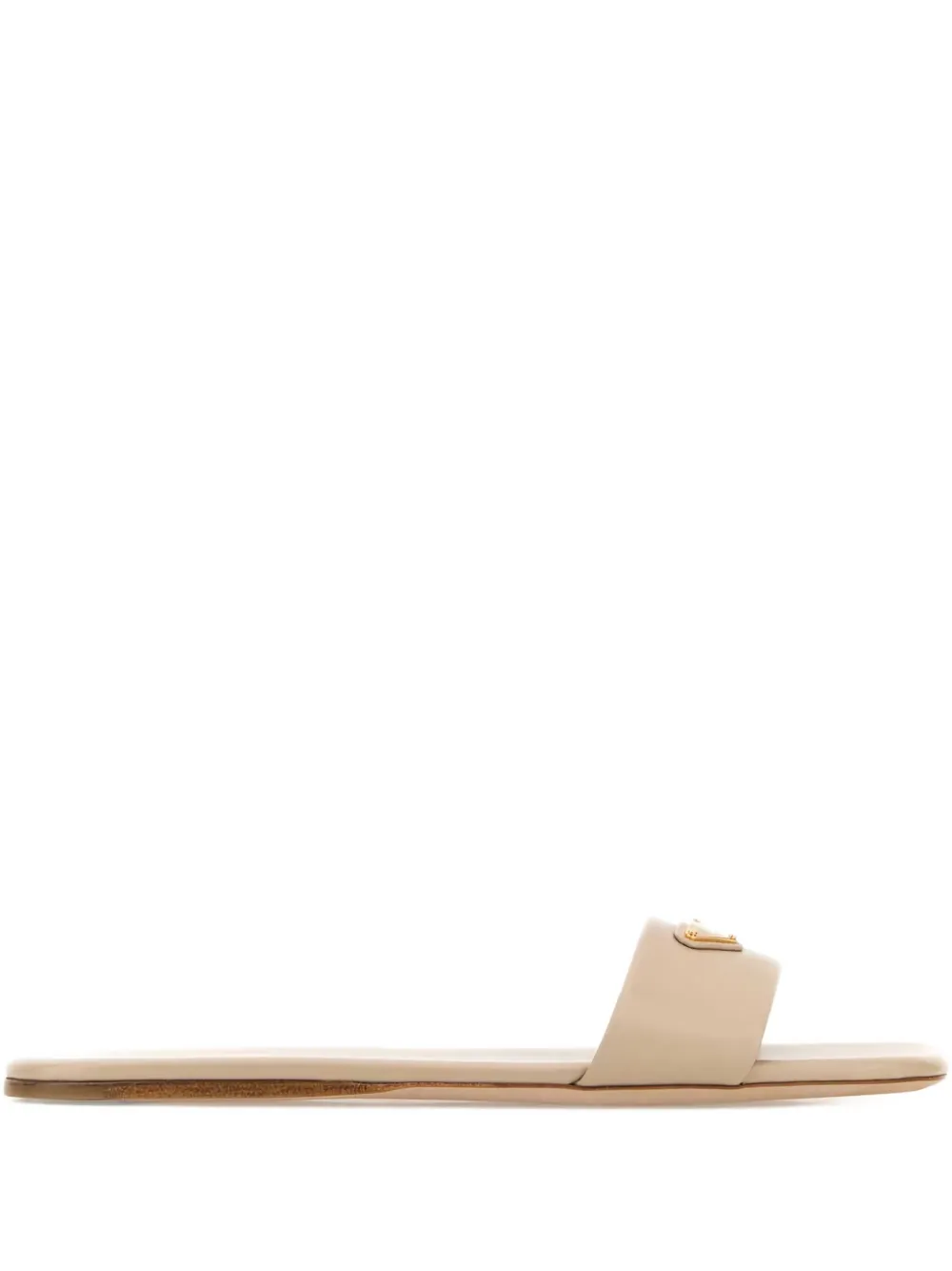 Prada Satijnen sandalen met logoplakkaat Beige