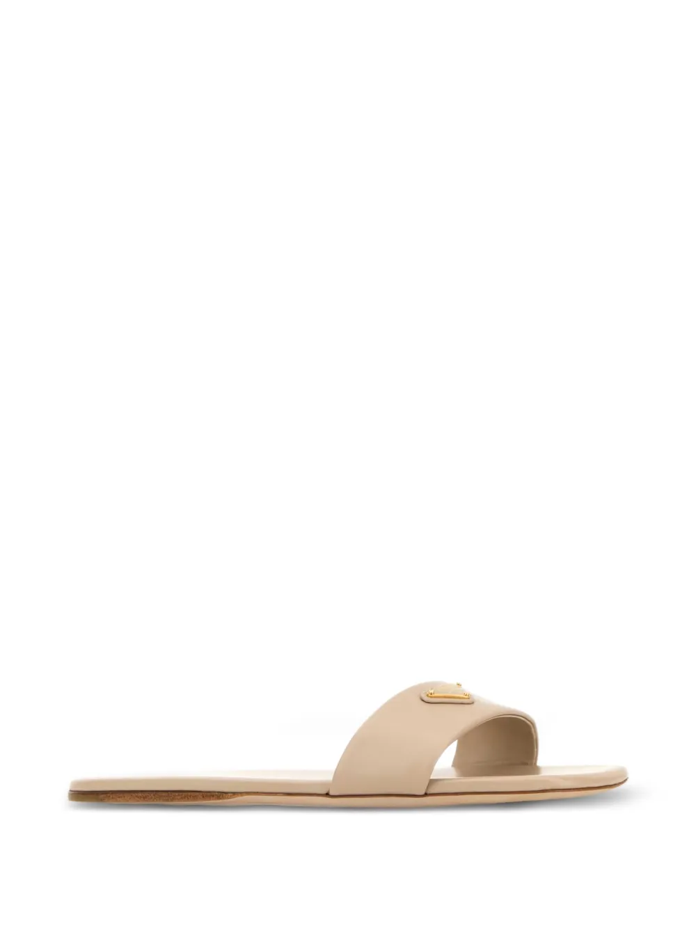 Prada Satijnen sandalen met logoplakkaat Beige