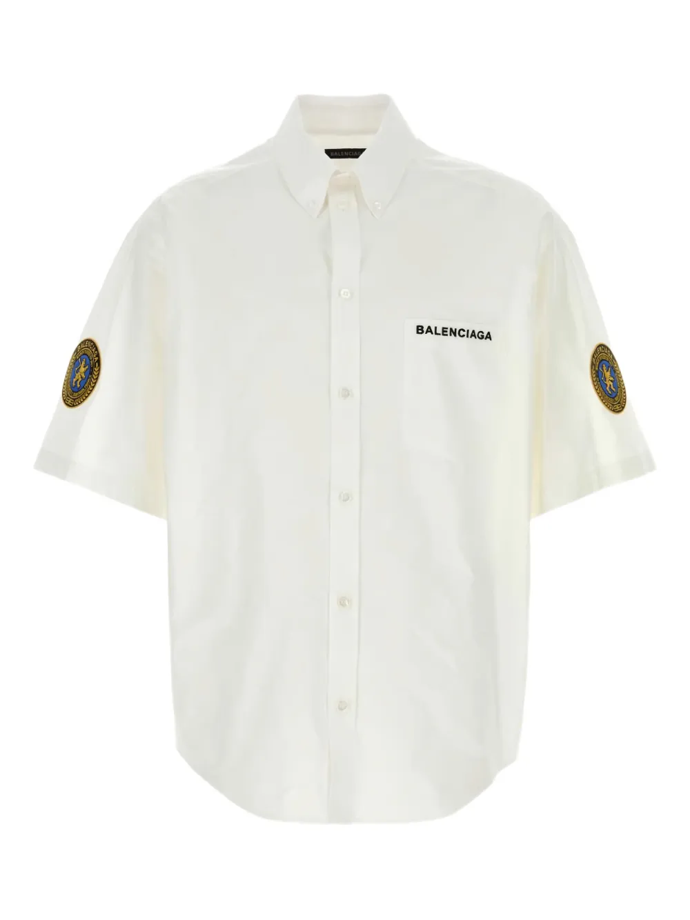 Balenciaga Overhemd met geborduurde badge en korte mouwen Wit