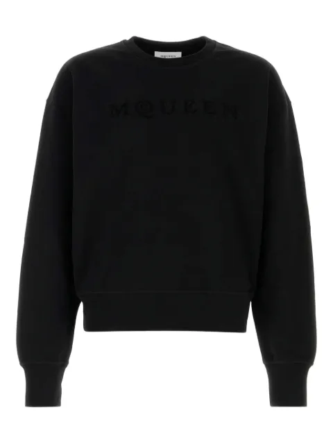 Alexander McQueen سويت شيرت قطن مطرز بشعار الماركة
