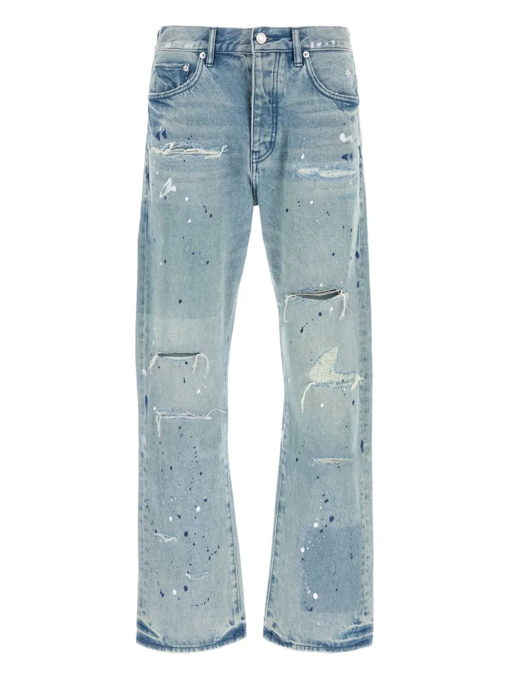paint-splatter distressed jeans