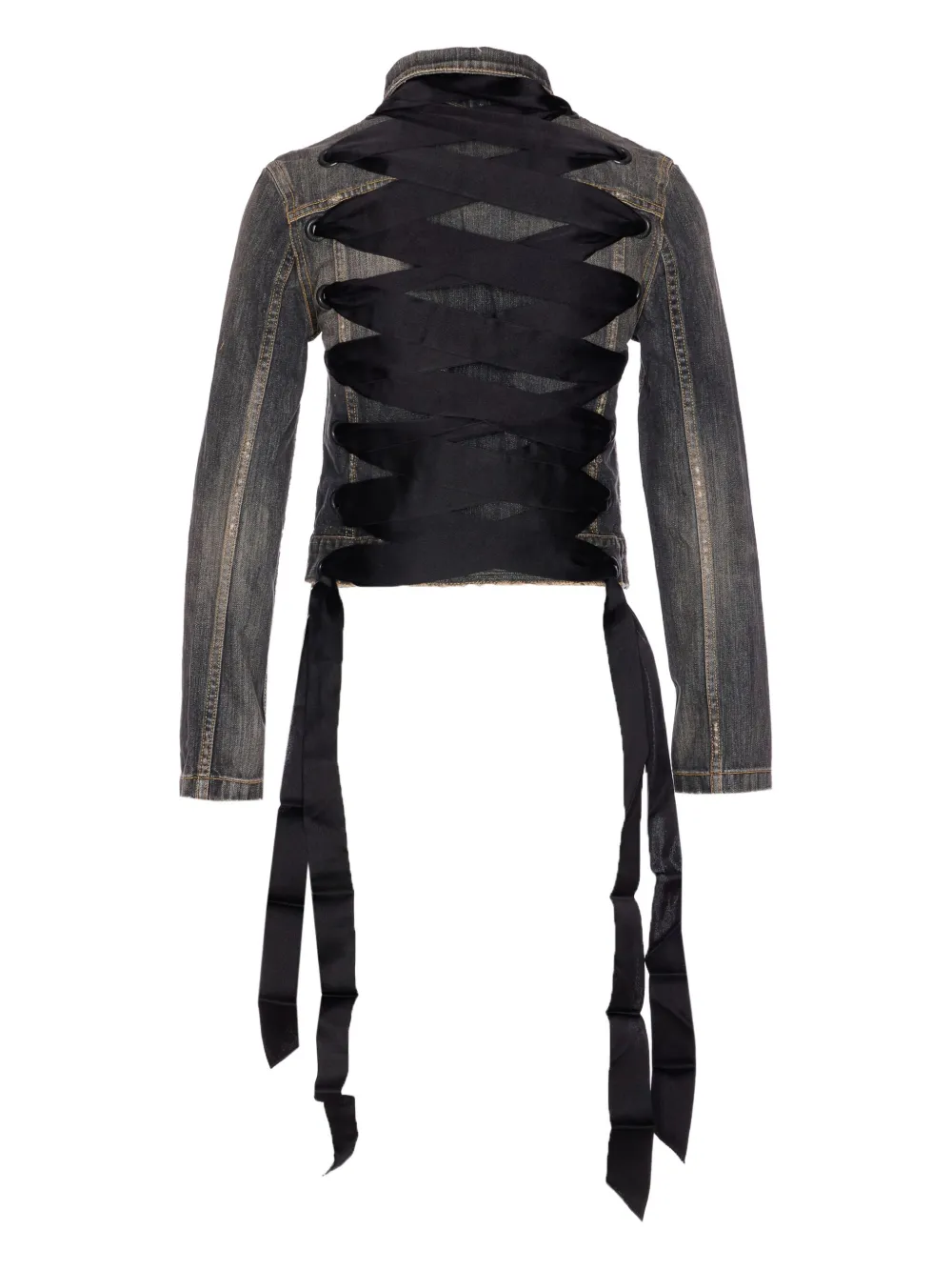 Balenciaga Denim jack met veters Grijs