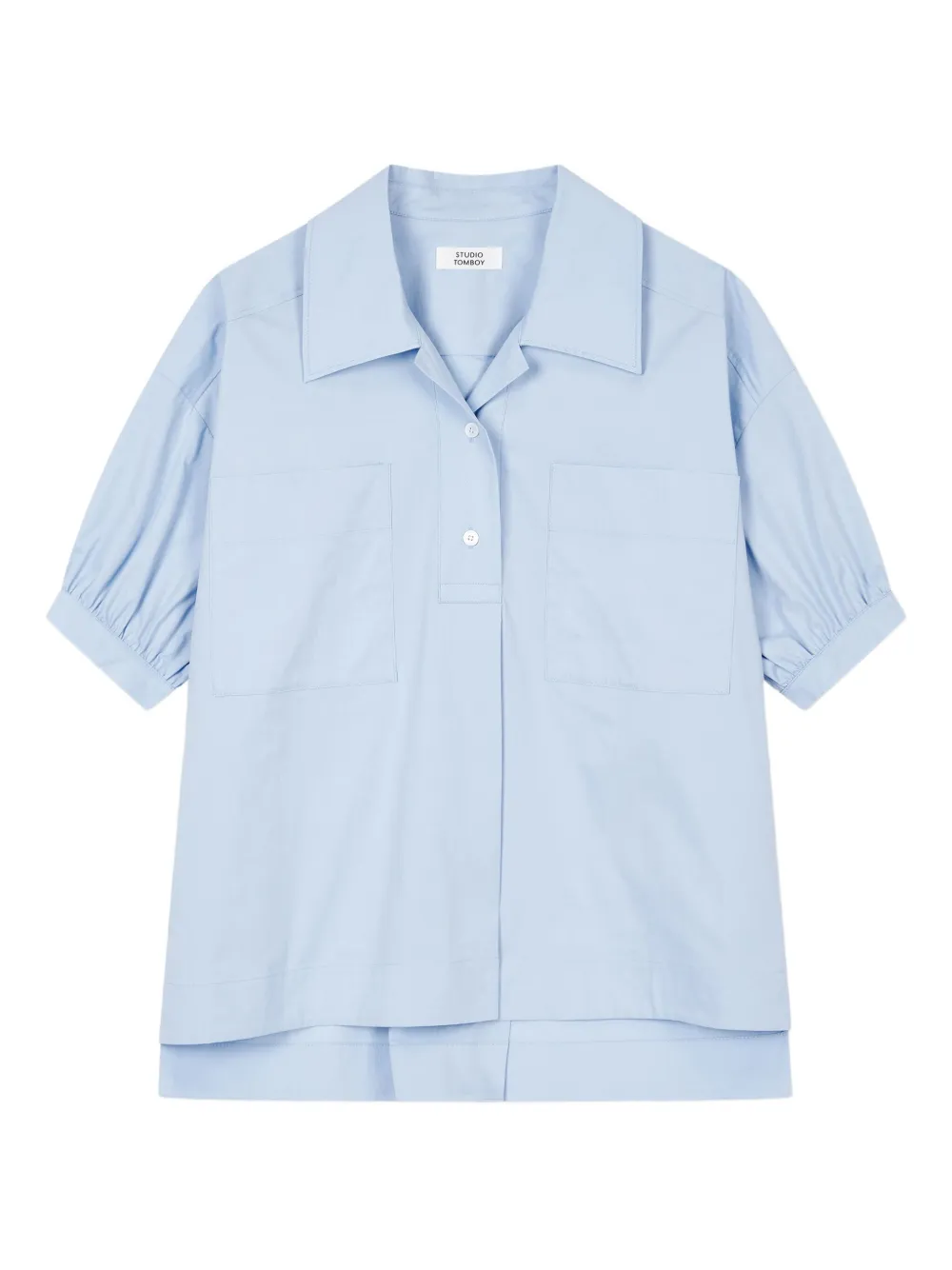 STUDIO TOMBOY Blouse met pofmouwen en zakdetail Blauw