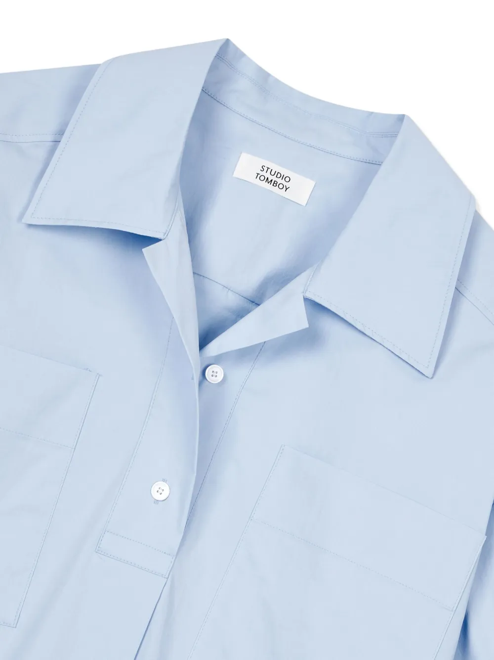 STUDIO TOMBOY Blouse met pofmouwen en zakdetail Blauw