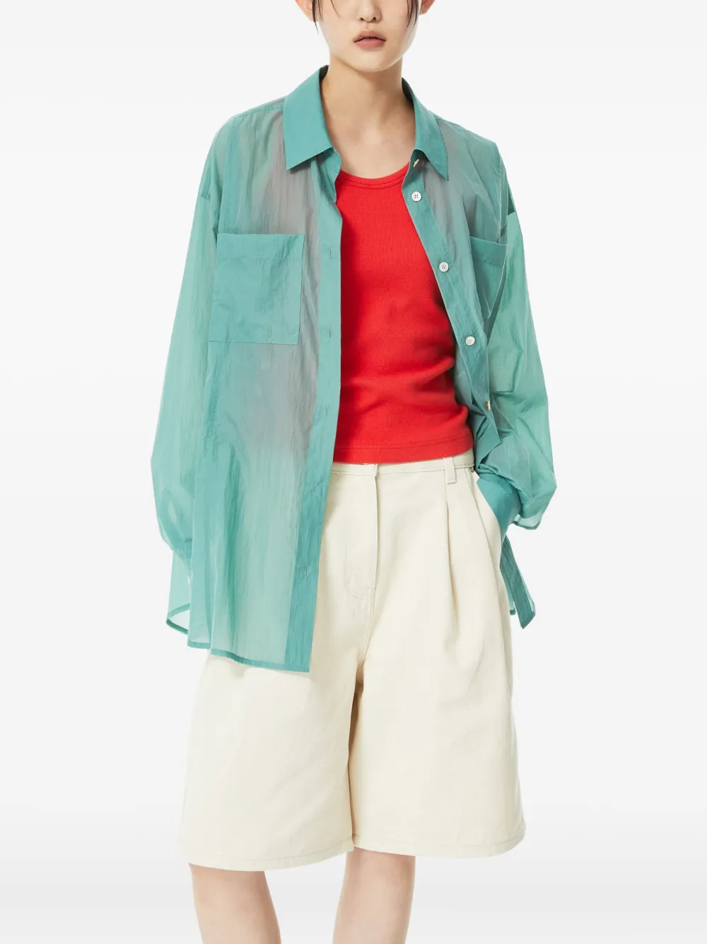 Studio Tomboy Chest-pockets Shirt In Green