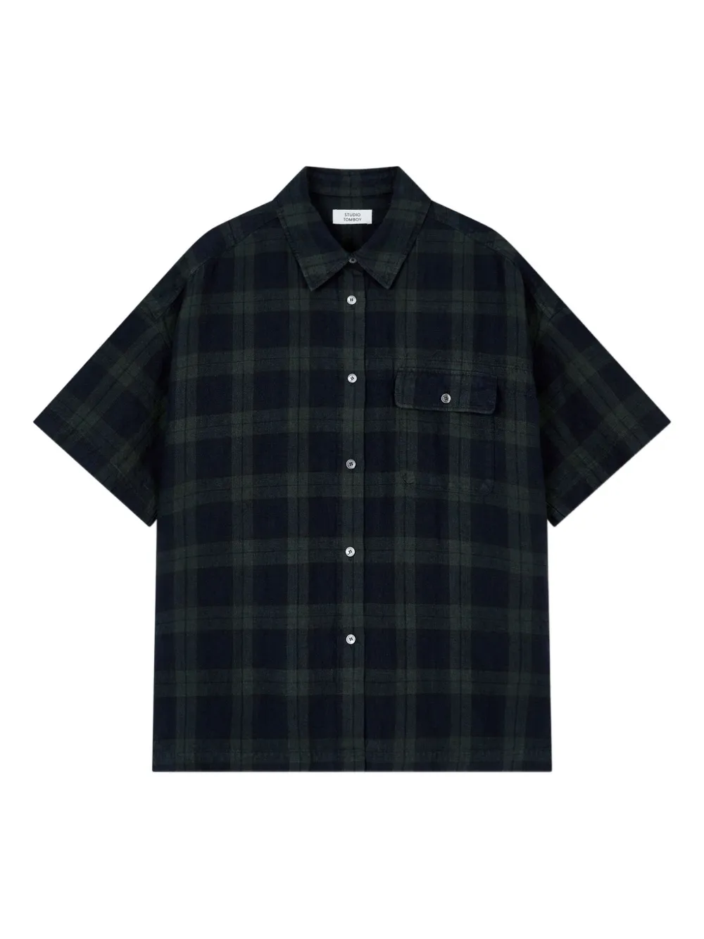 Studio Tomboy Checked Short-sleeve Shirt In Green