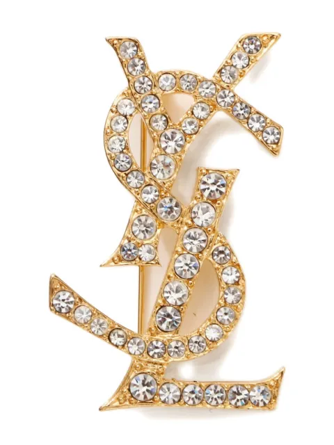 Saint Laurent Pre-Owned 1980-2000 Logo Crystal brooch