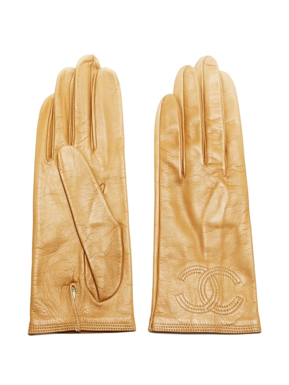 CHANEL Pre-Owned 1990-2000s interlocking CC leather gloves | Neutrals | Image 1