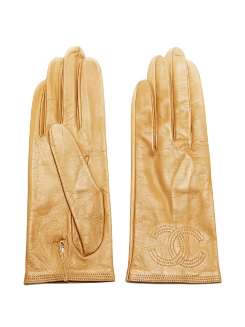 CHANEL Pre-Owned guantes de piel en interlocking con logo CC 1990-2000