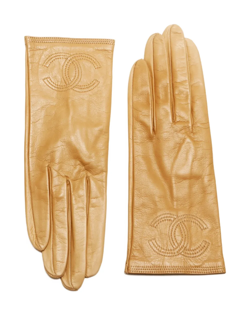 CHANEL Pre-Owned 1990-2000s interlocking CC leather gloves | Image 2
