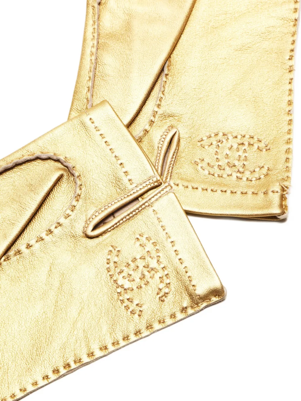Pre-owned Chanel 1990-2000s Interlocking Cc Leather Gloves