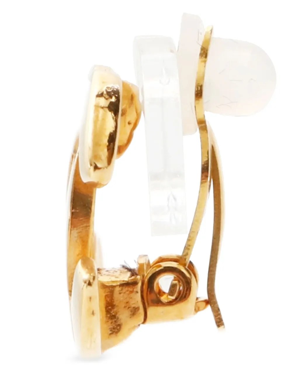 Pre-owned Chanel 2002 Cc Mark Clip-on Earrings In Gold