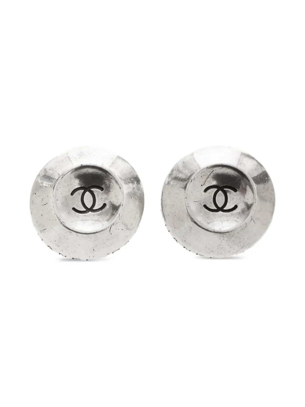 CHANEL Pre-Owned 1996 ラウンド ココマーク イヤリング - シルバートーン CHANEL Pre-Owned 1996 ラウンド ココマーク イヤリング - シルバートーン