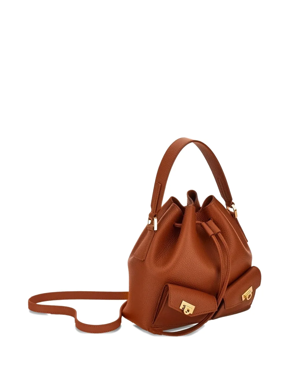 Ferragamo drawstring leather bucket bag Bruin