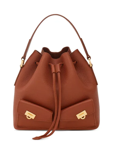Ferragamo drawstring leather bucket bag