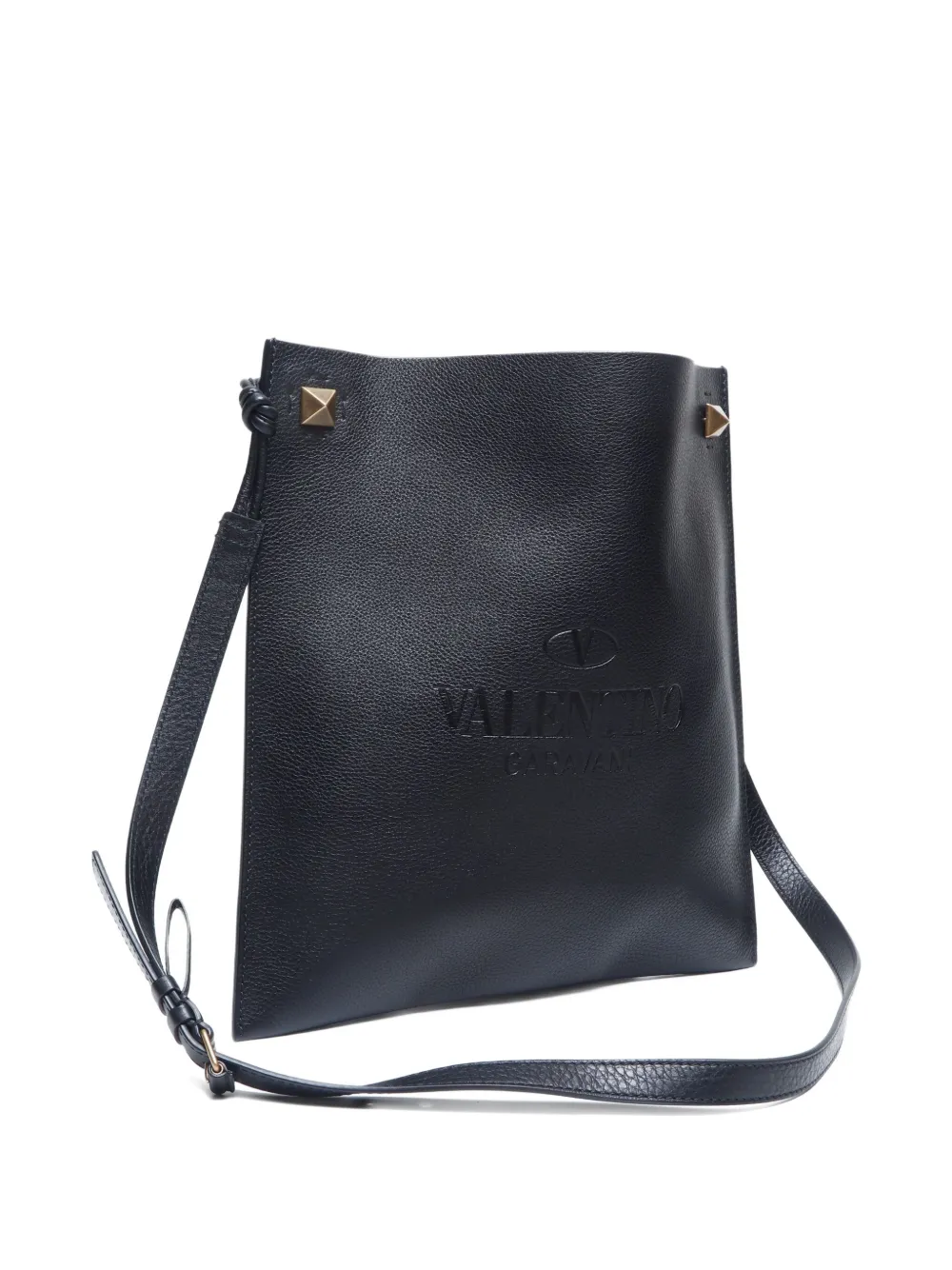 Pre-owned Valentino Garavani 2010 Logo-debossed Shoulder Bag In Black