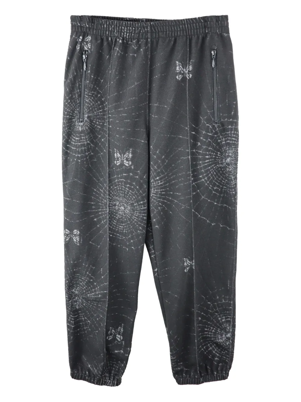 Needles Broek met vlinder- en spinnenwebprint Zwart