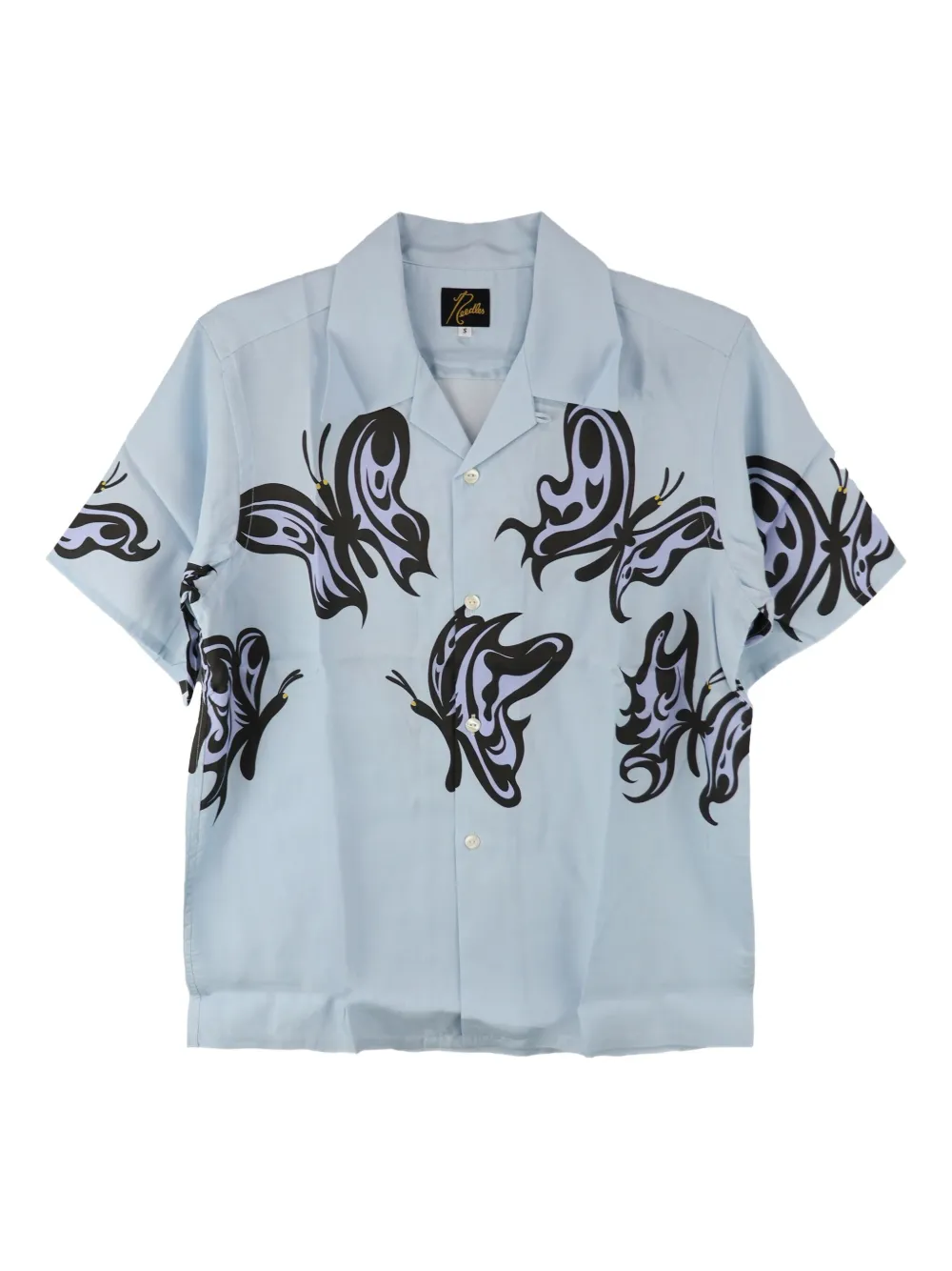 Needles x Kae Tanaka papillon-print short-sleeve shirt - ブルー Needles x Kae Tanaka papillon-print short-sleeve shirt - ブルー