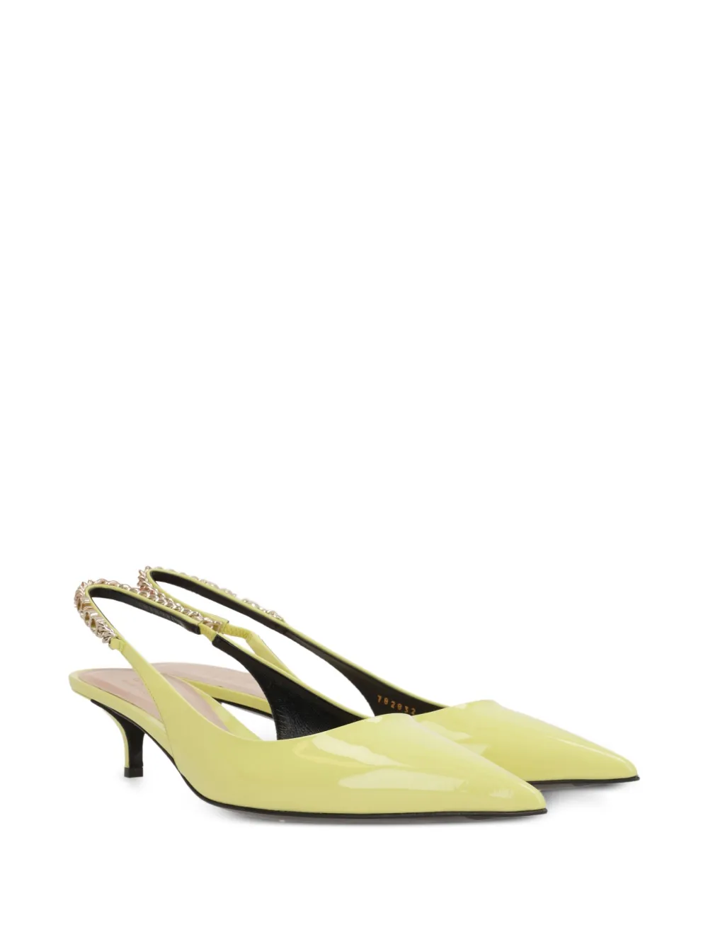 Gucci 45mm Signoria chain-embellished slingback pumps Yellow