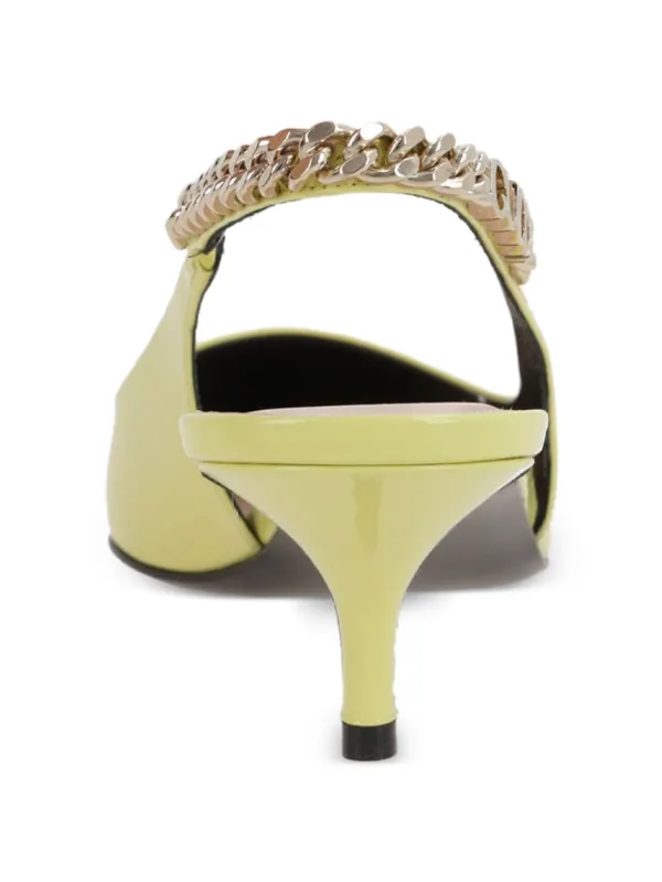 Gucci 45mm Signoria chain-embellished Slingback Pumps Yellow