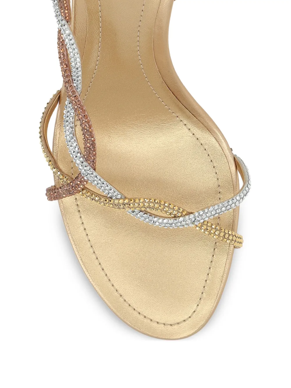 René Caovilla 80mm rhinestone-embellished slingback sandals Gold