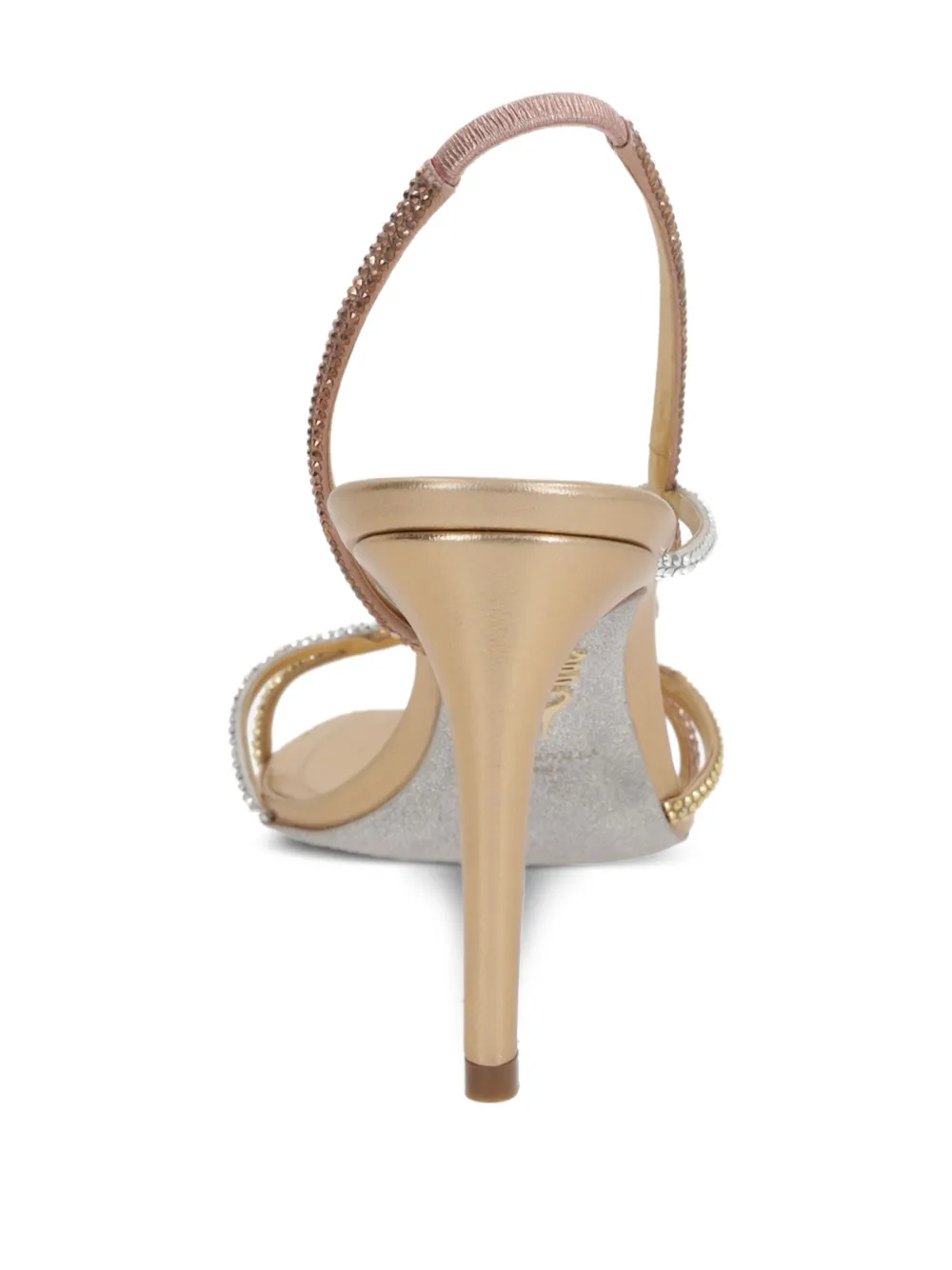 René Caovilla 80mm rhinestone-embellished slingback sandals Gold